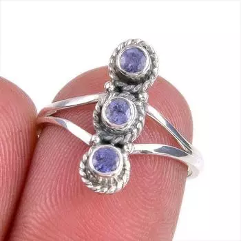Natural Tanzanite Gemstone 925 Solid Sterling Silver Jewelry Ring Size 6 y7t69