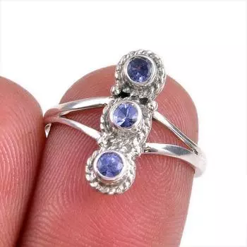 Natural Tanzanite Gemstone 925 Solid Sterling Silver Jewelry Ring Size 6 P5a92