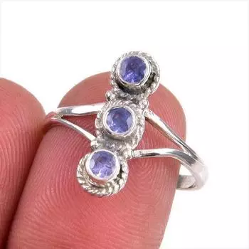 Natural Tanzanite Gemstone 925 Solid Sterling Silver Jewelry Ring Size 8 Z9J12