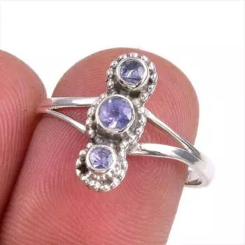 Natural Tanzanite Gemstone 925 Solid Sterling Silver Jewelry Ring Size 8 H6w68