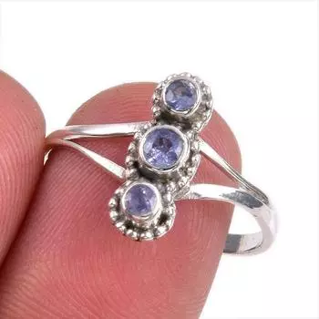Natural Tanzanite Gemstone 925 Solid Sterling Silver Jewelry Ring Size 8.5 S9z41