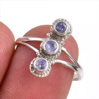 Natural Tanzanite Gemstone 925 Solid Sterling Silver Jewelry Ring Size 8 L3P06