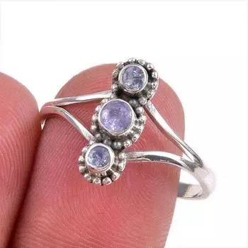 Natural Tanzanite Gemstone 925 Solid Sterling Silver Jewelry Ring Size 10 o4h06