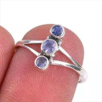 Natural Tanzanite Gemstone 925 Solid Sterling Silver Jewelry Ring Size 7 S5m33