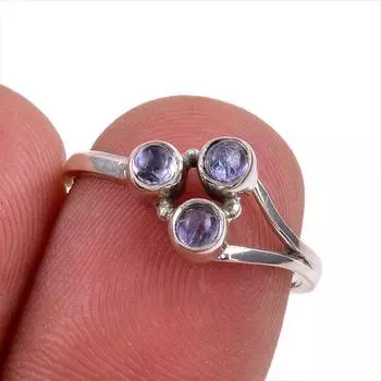 Natural Tanzanite Gemstone 925 Solid Sterling Silver Jewelry Ring Size 7 q4t18
