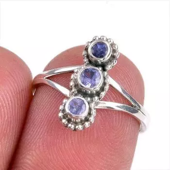 Natural Tanzanite Gemstone 925 Solid Sterling Silver Jewelry Ring Size 6 B1C83