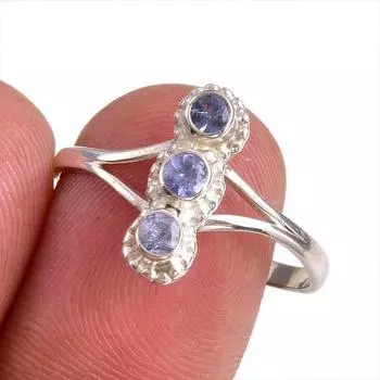 Natural Tanzanite Gemstone 925 Solid Sterling Silver Jewelry Ring Size 8.5 p2h14