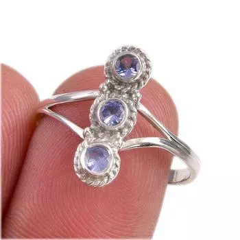 Natural Tanzanite Gemstone 925 Solid Sterling Silver Jewelry Ring Size 8 m5E00