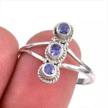 Natural Tanzanite Gemstone 925 Solid Sterling Silver Jewelry Ring Size 10 S5S44