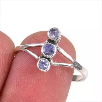 Natural Tanzanite Gemstone 925 Solid Sterling Silver Jewelry Ring Size 9 n8g70