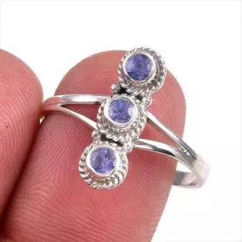 Natural Tanzanite Gemstone 925 Solid Sterling Silver Jewelry Ring Size 9 I0M02