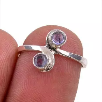 Natural Tanzanite Gemstone 925 Solid Sterling Silver Jewelry Ring Size 6 q1D97