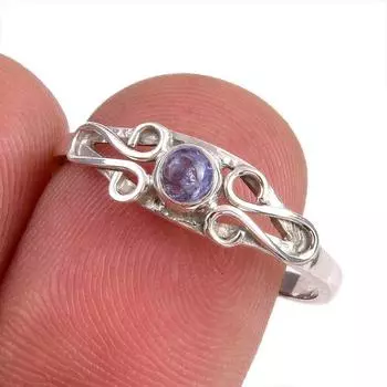 Natural Tanzanite Gemstone 925 Solid Sterling Silver Jewelry Ring Size 9 i1f89
