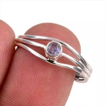 Natural Tanzanite Gemstone 925 Solid Sterling Silver Jewelry Ring Size 8.5 w9h00