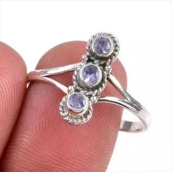 Natural Tanzanite Gemstone 925 Solid Sterling Silver Jewelry Ring Size 10 g2W79
