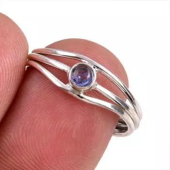 Natural Tanzanite Gemstone 925 Solid Sterling Silver Jewelry Ring Size 7.5 j7g21