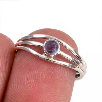 Natural Tanzanite Gemstone 925 Solid Sterling Silver Jewelry Ring Size 6.5 G4F79