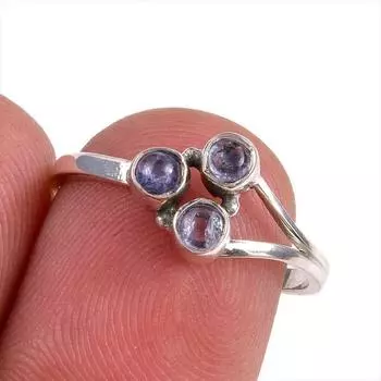 Natural Tanzanite Gemstone 925 Solid Sterling Silver Jewelry Ring Size 6.5 E9B22