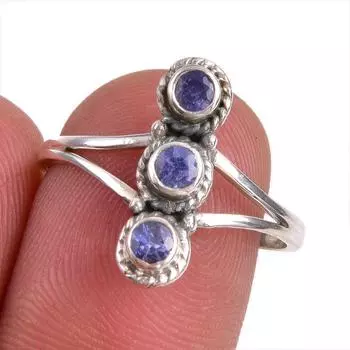 Natural Tanzanite Gemstone 925 Solid Sterling Silver Jewelry Ring Size 7.5 C5t74