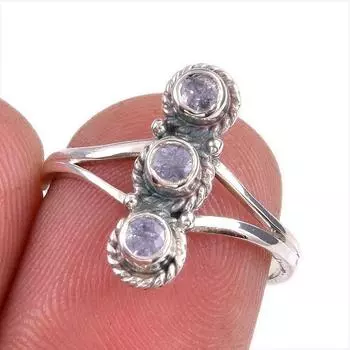 Natural Tanzanite Gemstone 925 Solid Sterling Silver Jewelry Ring Size 6 d1q03
