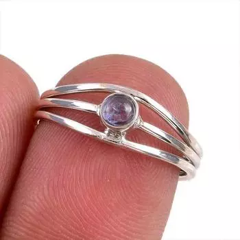 Natural Tanzanite Gemstone 925 Solid Sterling Silver Jewelry Ring Size 6.5 W0j43