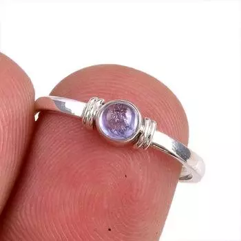 Natural Tanzanite Gemstone 925 Solid Sterling Silver Jewelry Ring Size 6.5 g5p00