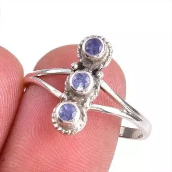 Natural Tanzanite Gemstone 925 Solid Sterling Silver Jewelry Ring Size 10 h3K87