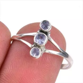 Natural Tanzanite Gemstone 925 Solid Sterling Silver Jewelry Ring Size 8 j4C23