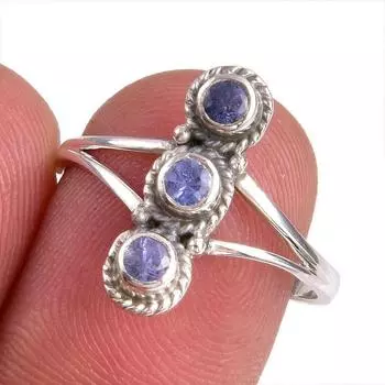 Natural Tanzanite Gemstone 925 Solid Sterling Silver Jewelry Ring Size 8 y8B36