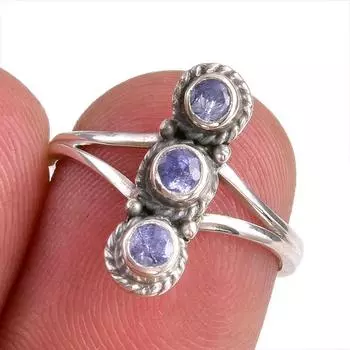 Natural Tanzanite Gemstone 925 Solid Sterling Silver Jewelry Ring Size 6 A3p75