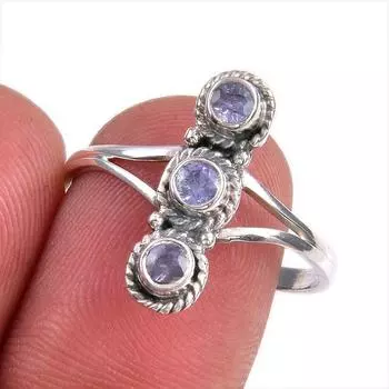 Natural Tanzanite Gemstone 925 Solid Sterling Silver Jewelry Ring Size 9 d0S74