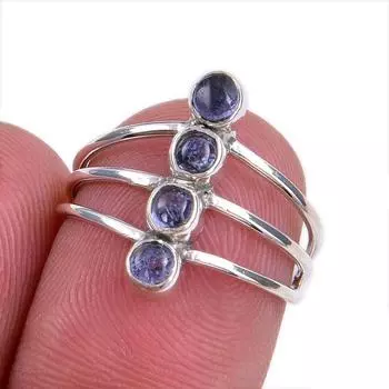 Natural Tanzanite Gemstone 925 Solid Sterling Silver Jewelry Ring Size 6 i6w46