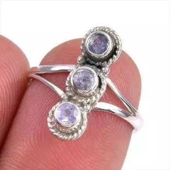 Natural Tanzanite Gemstone 925 Solid Sterling Silver Jewelry Ring Size 6 R0T49