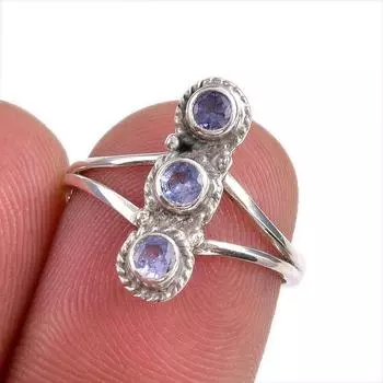 Natural Tanzanite Gemstone 925 Solid Sterling Silver Jewelry Ring Size 6 I8F82