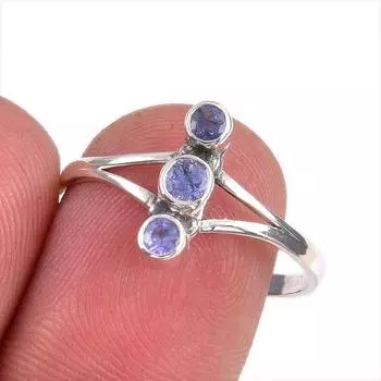 Natural Tanzanite Gemstone 925 Solid Sterling Silver Jewelry Ring Size 9 p9c42