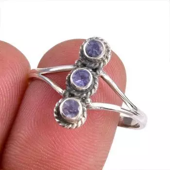 Natural Tanzanite Gemstone 925 Solid Sterling Silver Jewelry Ring Size 9.5 C1v39