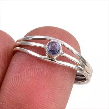 Natural Tanzanite Gemstone 925 Solid Sterling Silver Jewelry Ring Size 8.5 p2F05