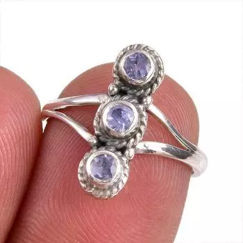 Natural Tanzanite Gemstone 925 Solid Sterling Silver Jewelry Ring Size 6 K7N89