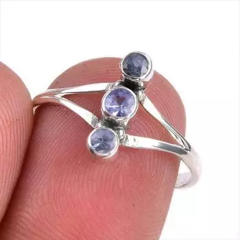 Natural Tanzanite Gemstone 925 Solid Sterling Silver Jewelry Ring Size 7.5 m9A91