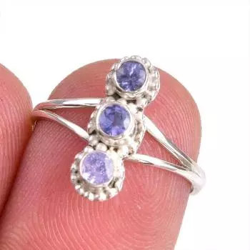 Natural Tanzanite Gemstone 925 Solid Sterling Silver Jewelry Ring Size 6 A6I56