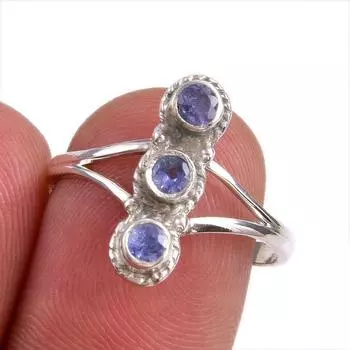 Natural Tanzanite Gemstone 925 Solid Sterling Silver Jewelry Ring Size 8 v7m80
