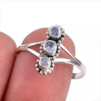 Natural Tanzanite Gemstone 925 Solid Sterling Silver Jewelry Ring Size 9 j5d37