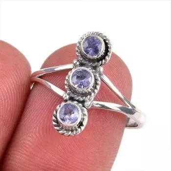 Natural Tanzanite Gemstone 925 Solid Sterling Silver Jewelry Ring Size 8 R9f43