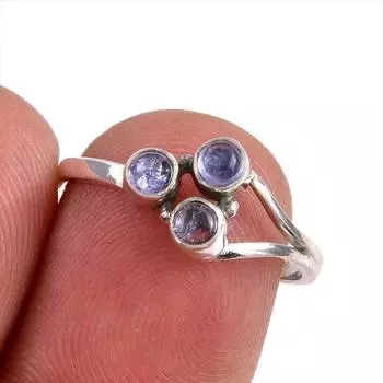 Natural Tanzanite Gemstone 925 Solid Sterling Silver Jewelry Ring Size 6.5 S7v14