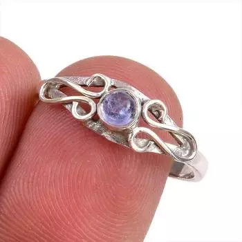 Natural Tanzanite Gemstone 925 Solid Sterling Silver Jewelry Ring Size 7.5 Q0T08