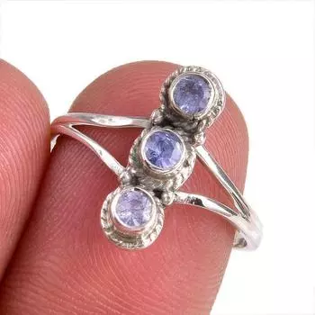 Natural Tanzanite Gemstone 925 Solid Sterling Silver Jewelry Ring Size 8 u7a72