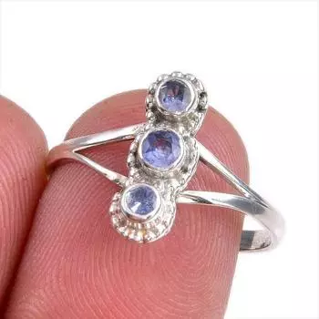Natural Tanzanite Gemstone 925 Solid Sterling Silver Jewelry Ring Size 8 q3l24