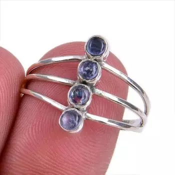 Natural Tanzanite Gemstone 925 Solid Sterling Silver Jewelry Ring Size 9 v6H88
