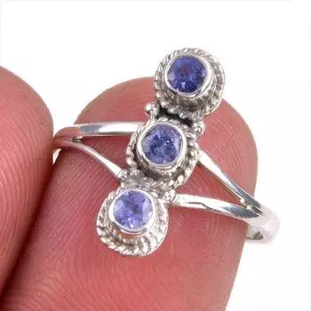 Natural Tanzanite Gemstone 925 Solid Sterling Silver Jewelry Ring Size 7.5 G3J99
