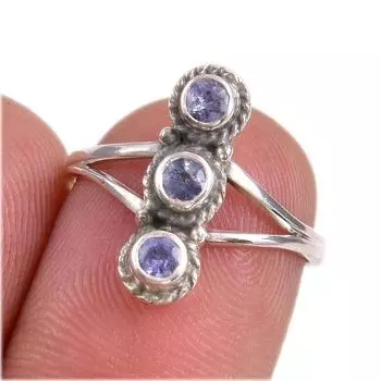 Natural Tanzanite Gemstone 925 Solid Sterling Silver Jewelry Ring Size 6 G7T98